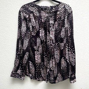 Women's Elementz Black and White Long Sleeve Blouse size L w/ Silver Accents NWT